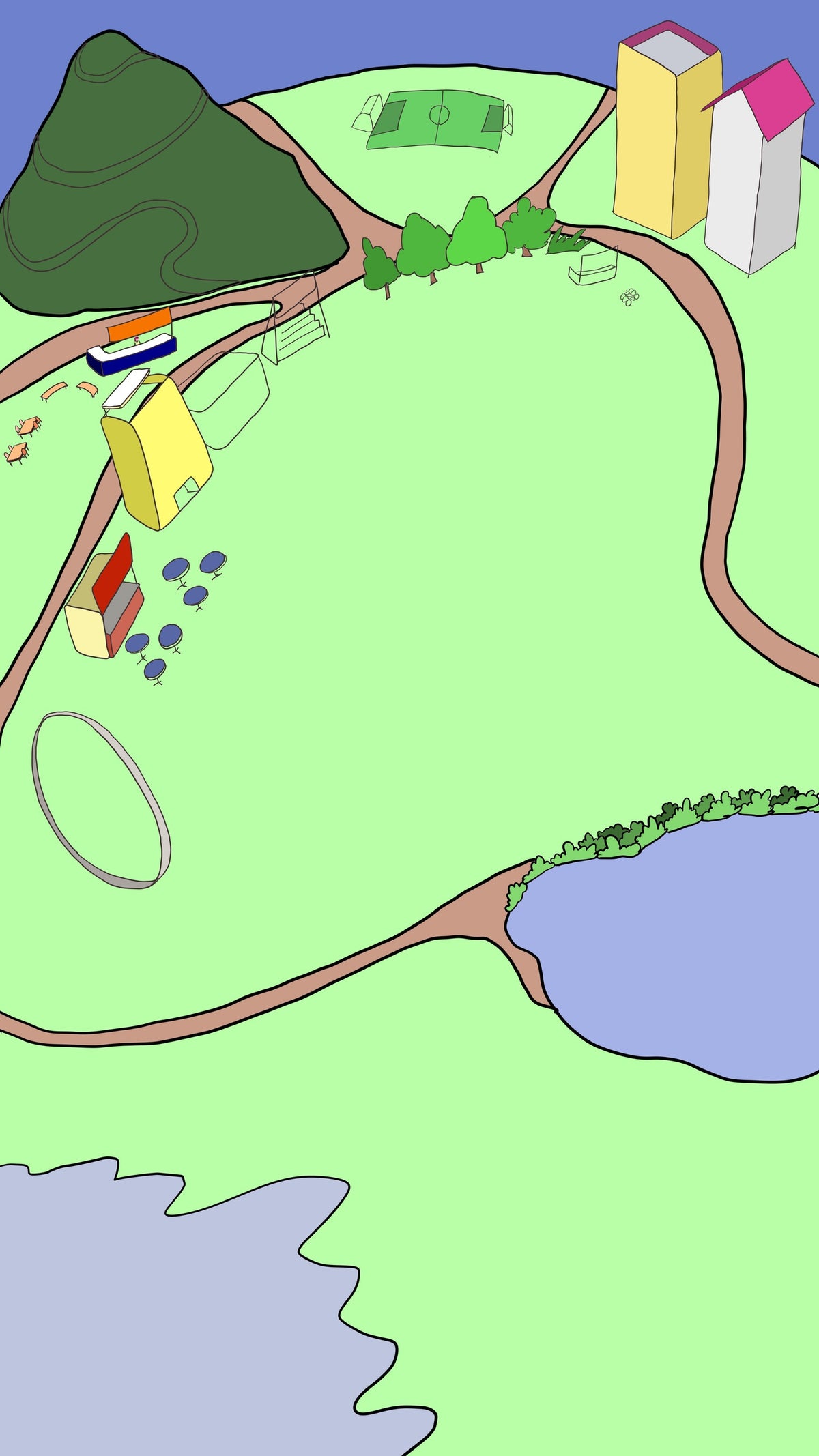 The town so far